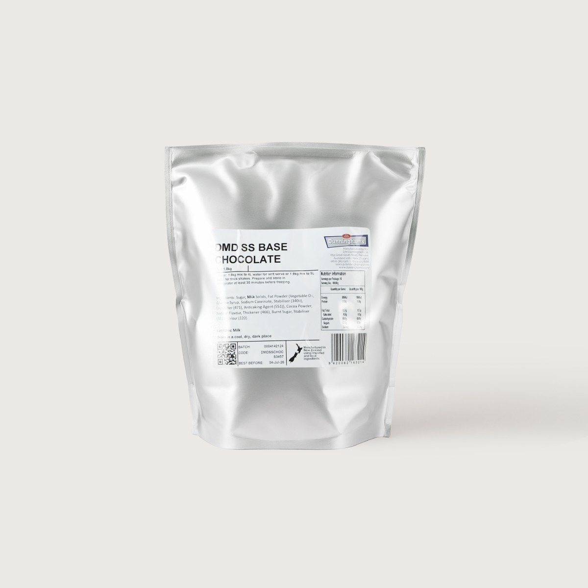 Dunninghams Soft Serve Base Chocolate 1.85Kg