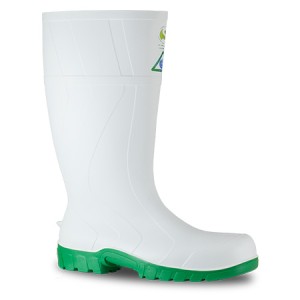 GUMBOOTS BATA SAFEMATE WHITE GRN SIZE  7 Not in stock