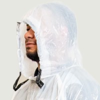 iKON White Disposable Poncho Long Sleeve With Hood Pack of 10