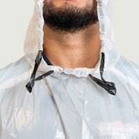iKON White Disposable Poncho Long Sleeve With Hood Pack of 10