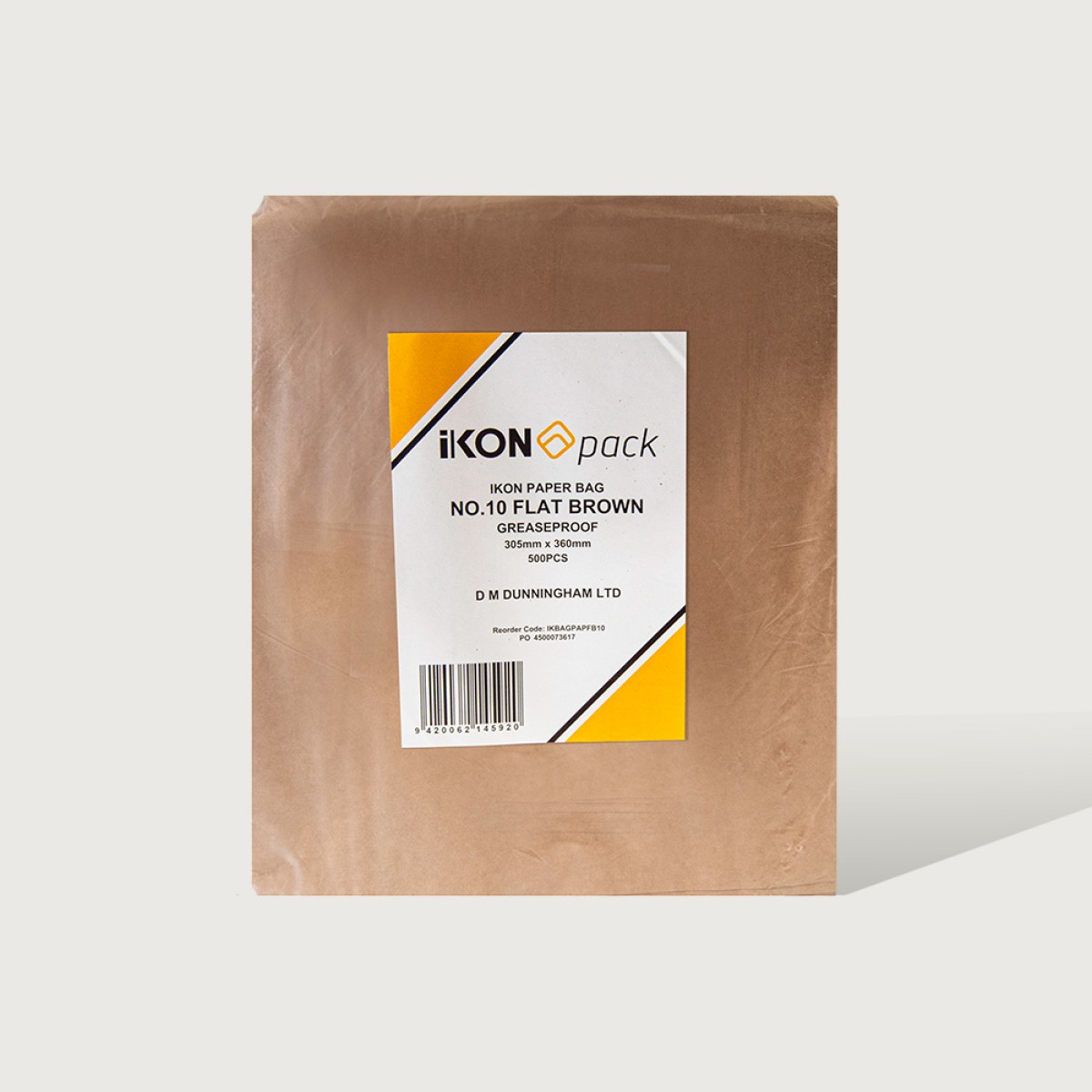 iKON Paper Bag Flat Brown Grease Proof No.10 305mm x 360mm Pack 500