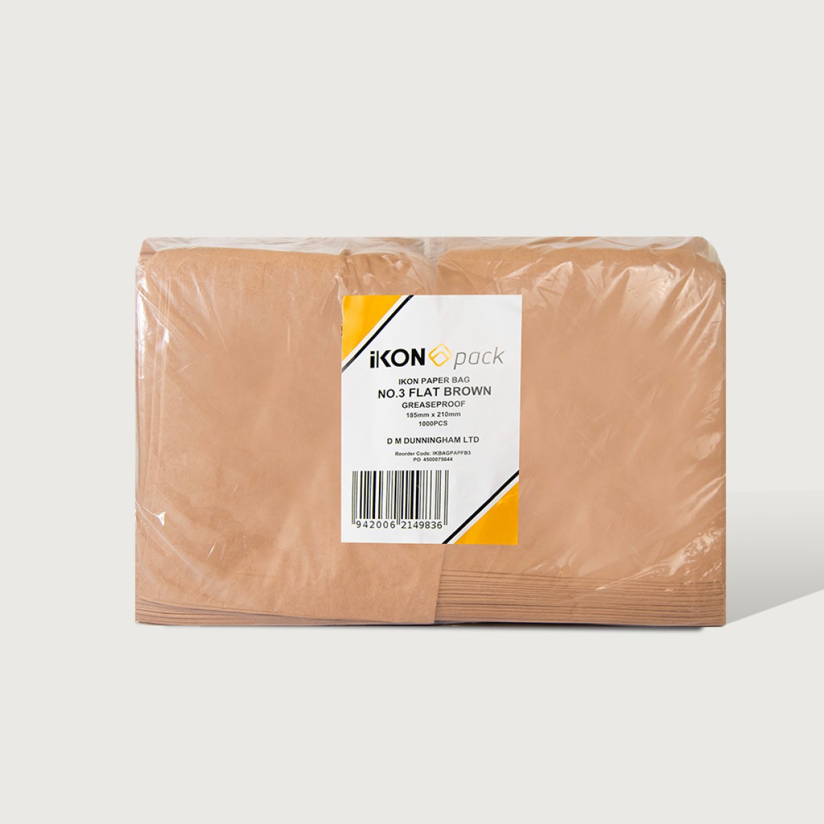 iKON Paper Bag Flat Brown Virgin No. 3 185mm x 210mm Pack 1000