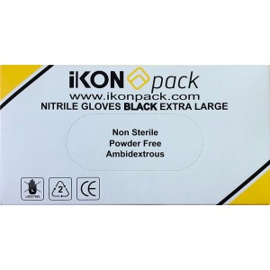 IKON NITRILE GLOVE BLACK XL 100P 1000C