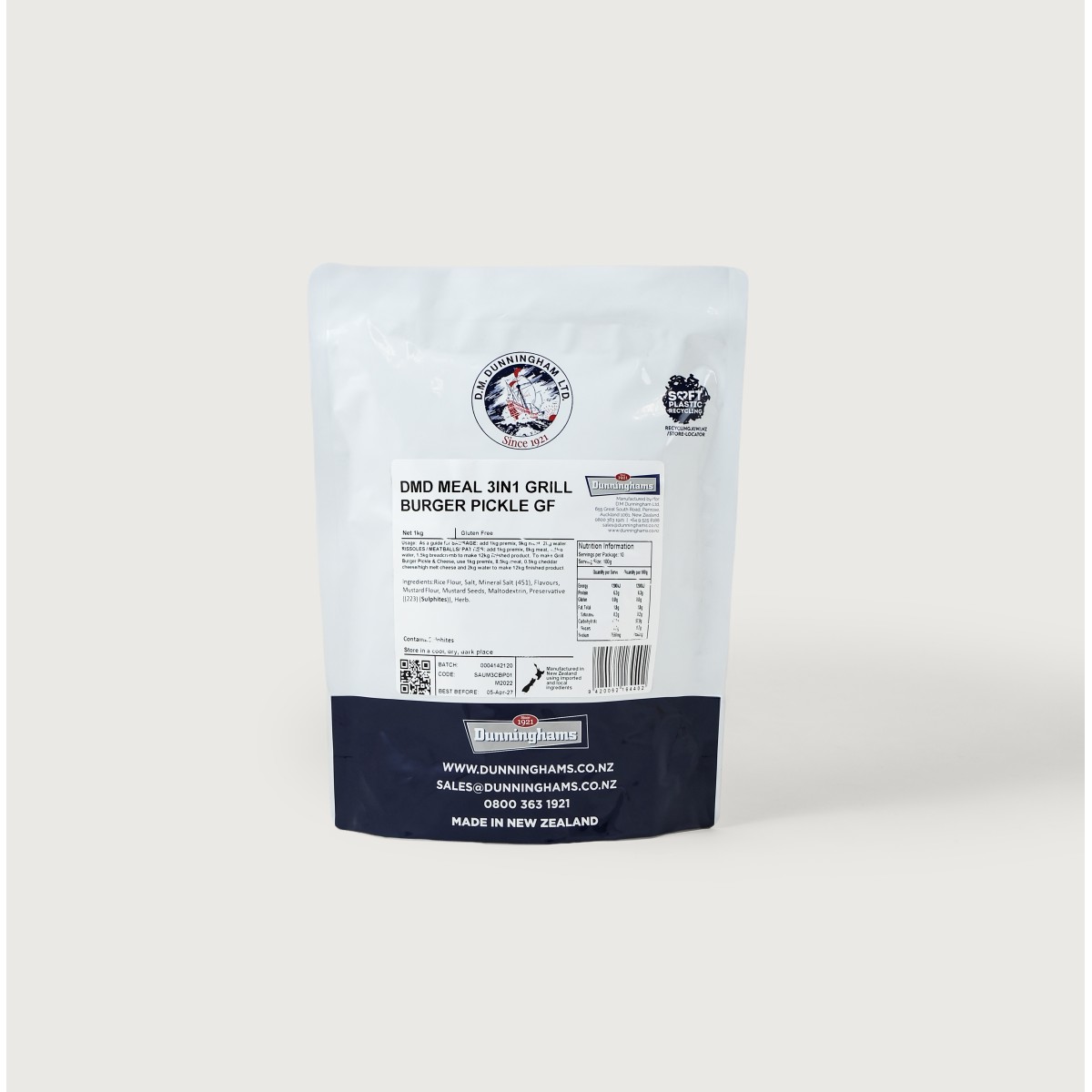 Dunninghams Sausage Meal 3 in 1 Grill Burger Pickle Gluten Free 1Kg