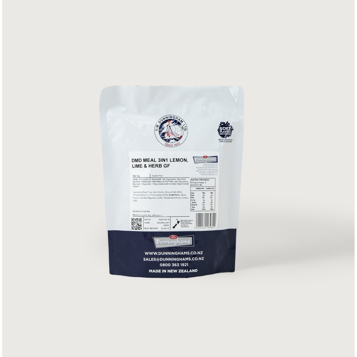 Dunninghams Sausage Meal 3 in 1 Lemon Lime AND Herb Gluten Free 1Kg