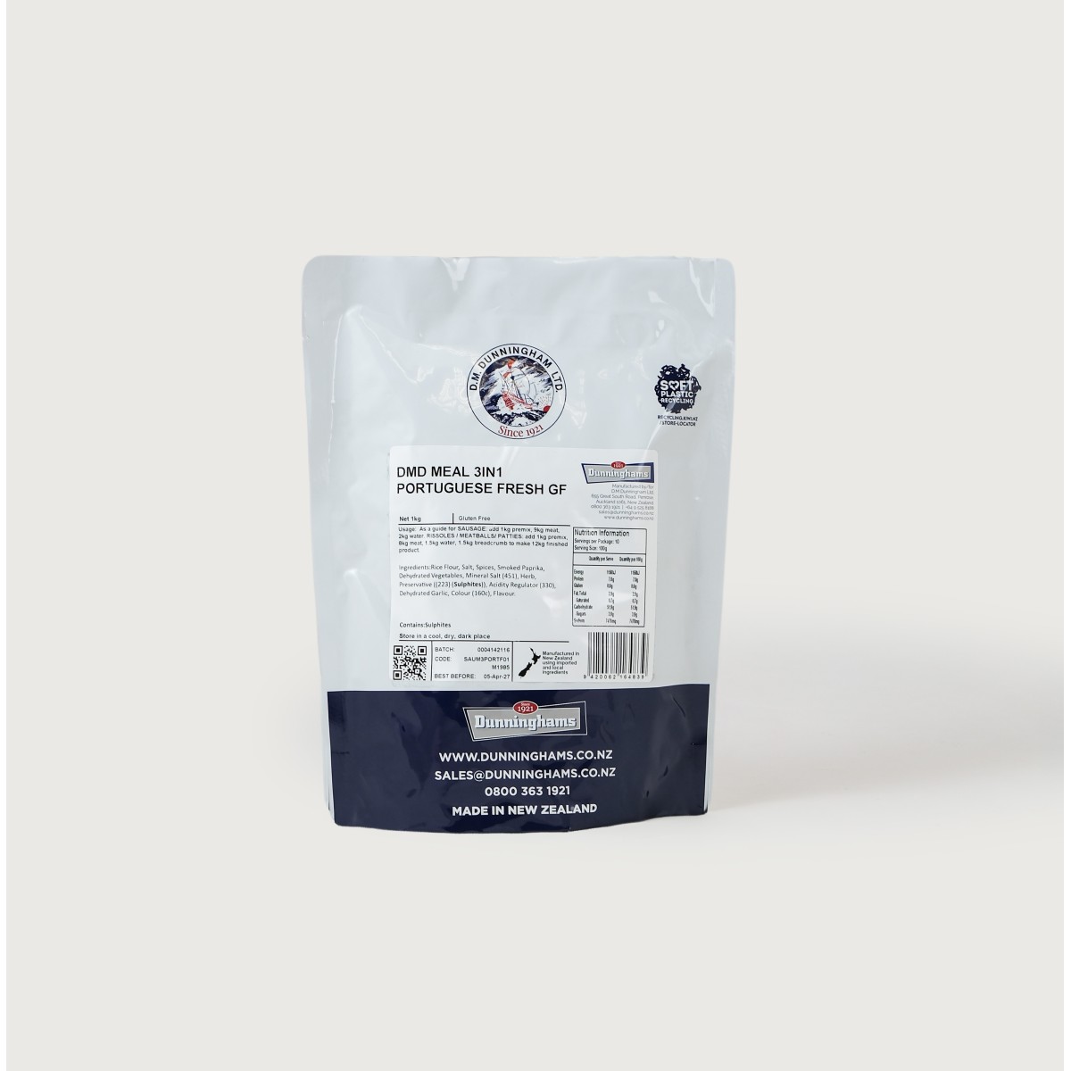 Dunninghams Sausage Meal 3 in 1 Portuguese Fresh Gluten Free 1Kg