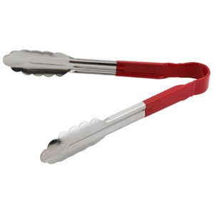 TONGS - 230mm S S PLASTIC H GRIP RED