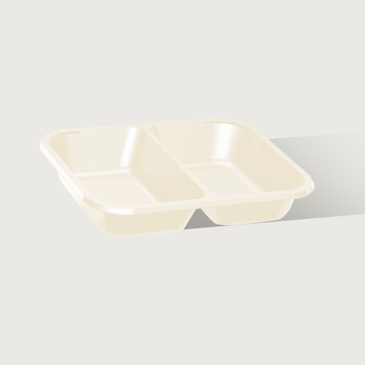 R-CPET Tray Natural - 2 Compartment 155 x 200 x 35mm 500 per Carton